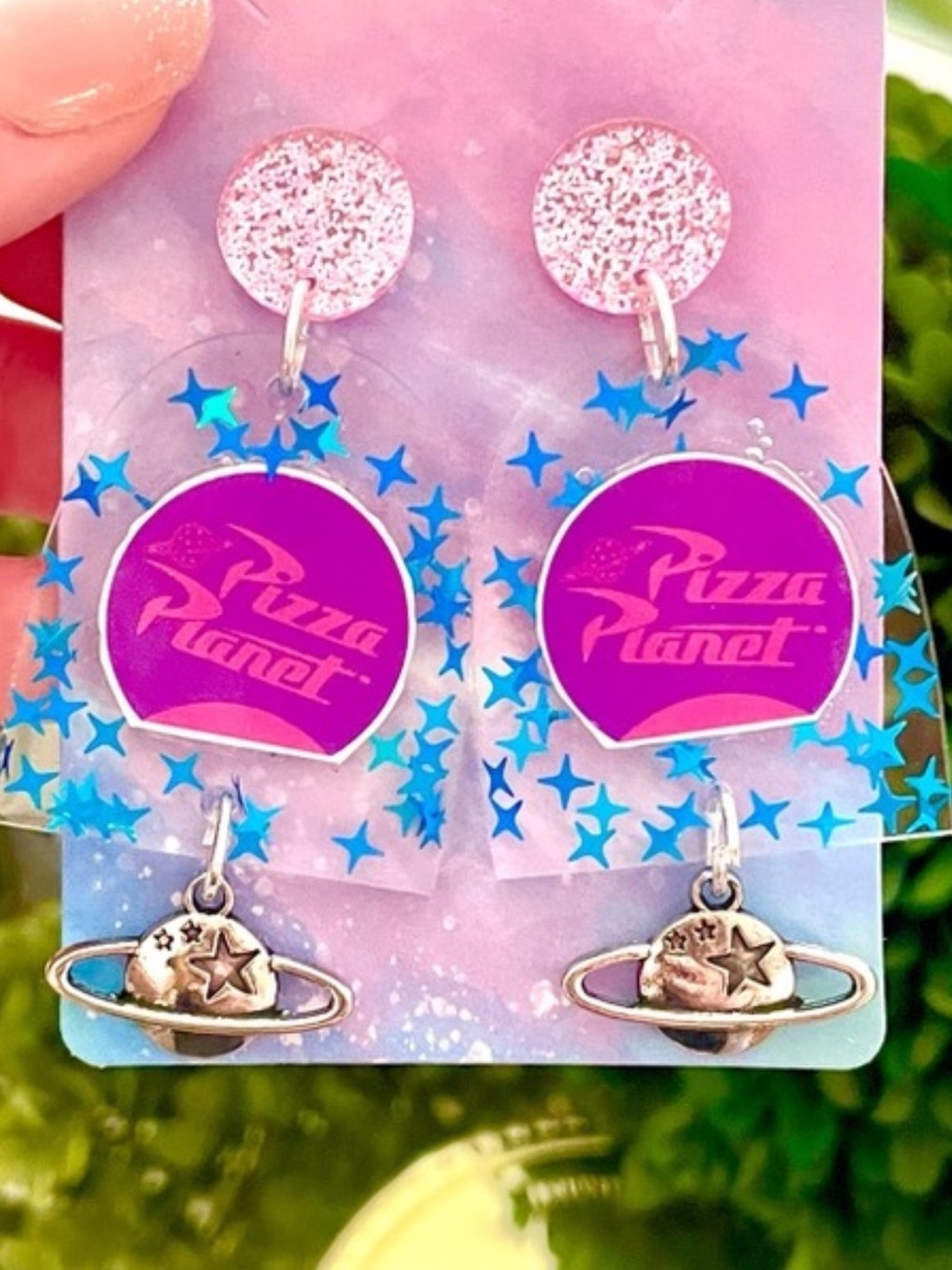 Pizza Planet Acrylic Dangle Earrings